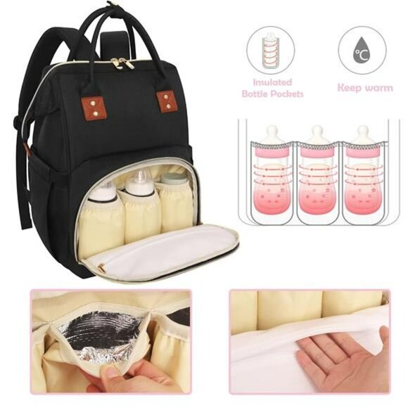 Large Diaper Bag Backpack Baby Travel Tote Maternity Bag with Bottle Pockets - Picture 6 of 7